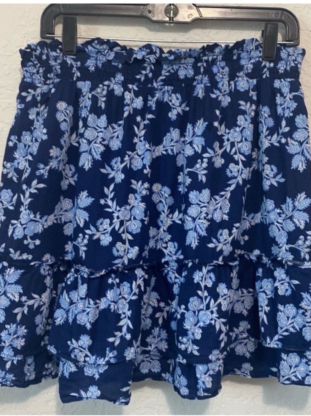J. Crew Cottagecore high waisted blue white Ruffle Floral skirt size medium - Picture 8 of 8